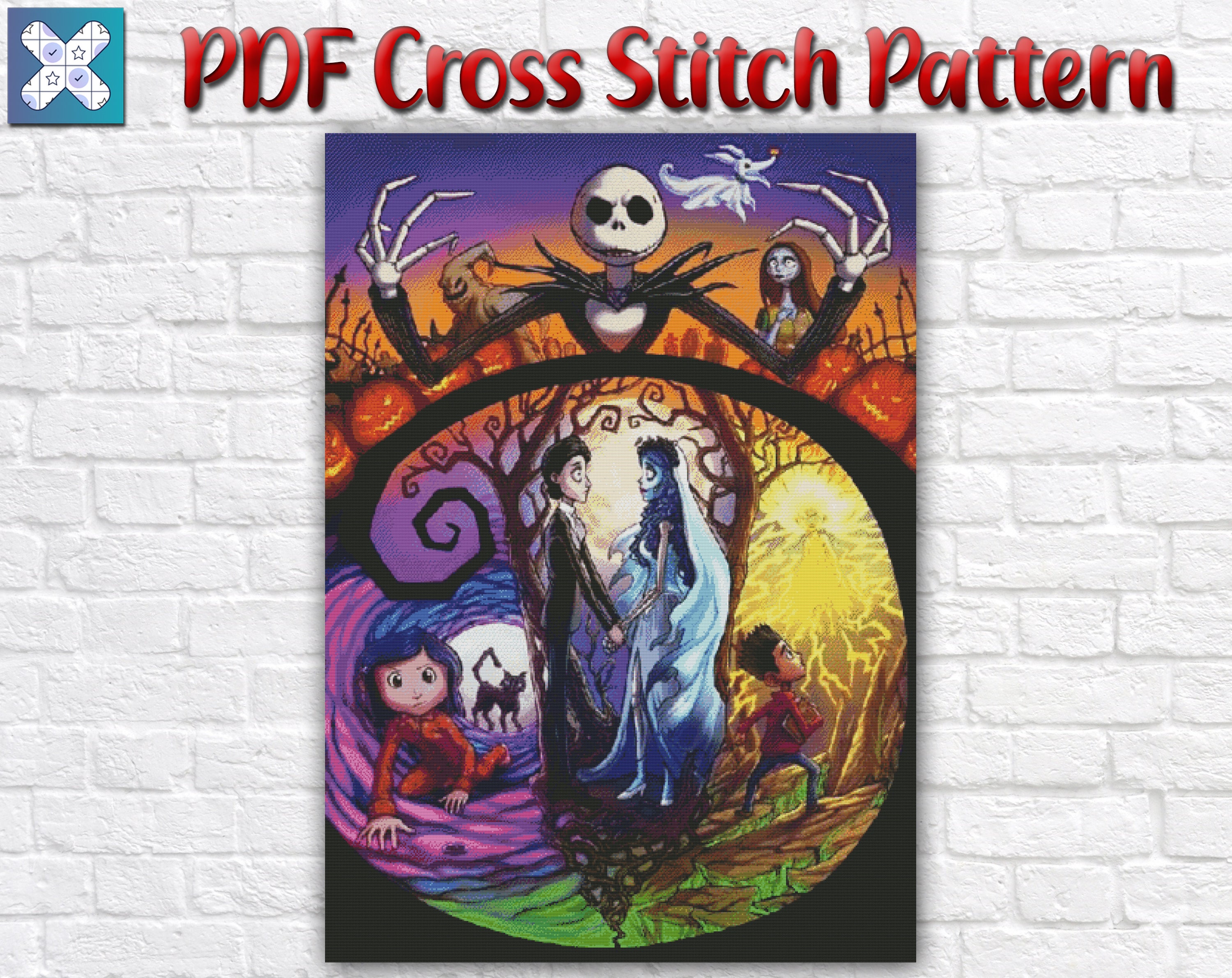 Hand Embr Patterns Magazines Nightmare Before Christmas Jack And Sally Counted Pdf Cross Stitch Pattern Cross Stitch Patterns