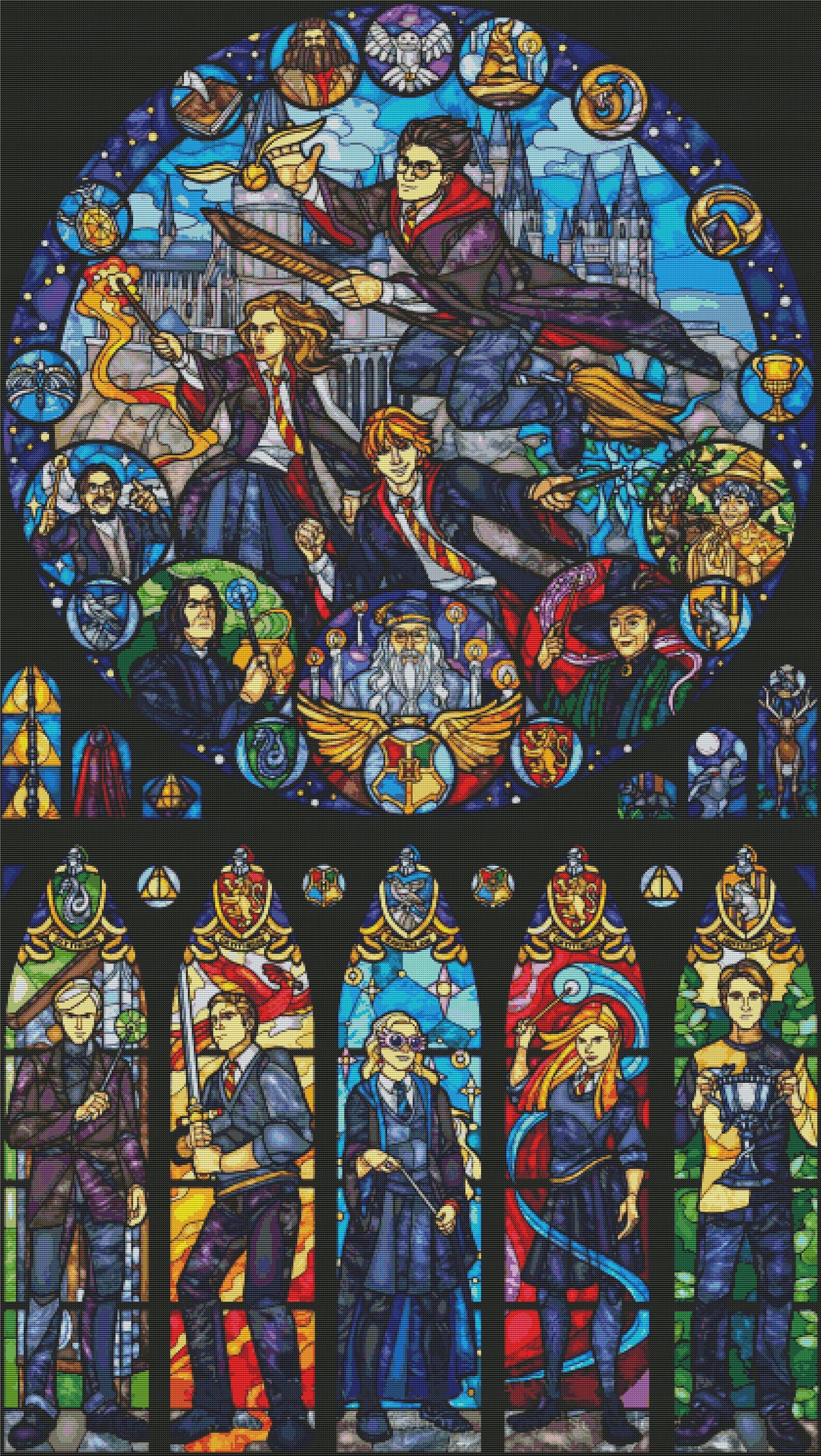 Hogwarts Stained Glass Counted Cross Stitch Pattern / | Etsy