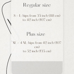 Może przedstawiać: Tabela rozmiar&oacute;w odzieży z wymiarami w calach i centymetrach. Rozmiar standardowy: biodra od 35 cali (88 cm) do 42 cali (107 cm). Rozmiar plus: biodra od 42 cali (107 cm) do 52 cali (135 cm).