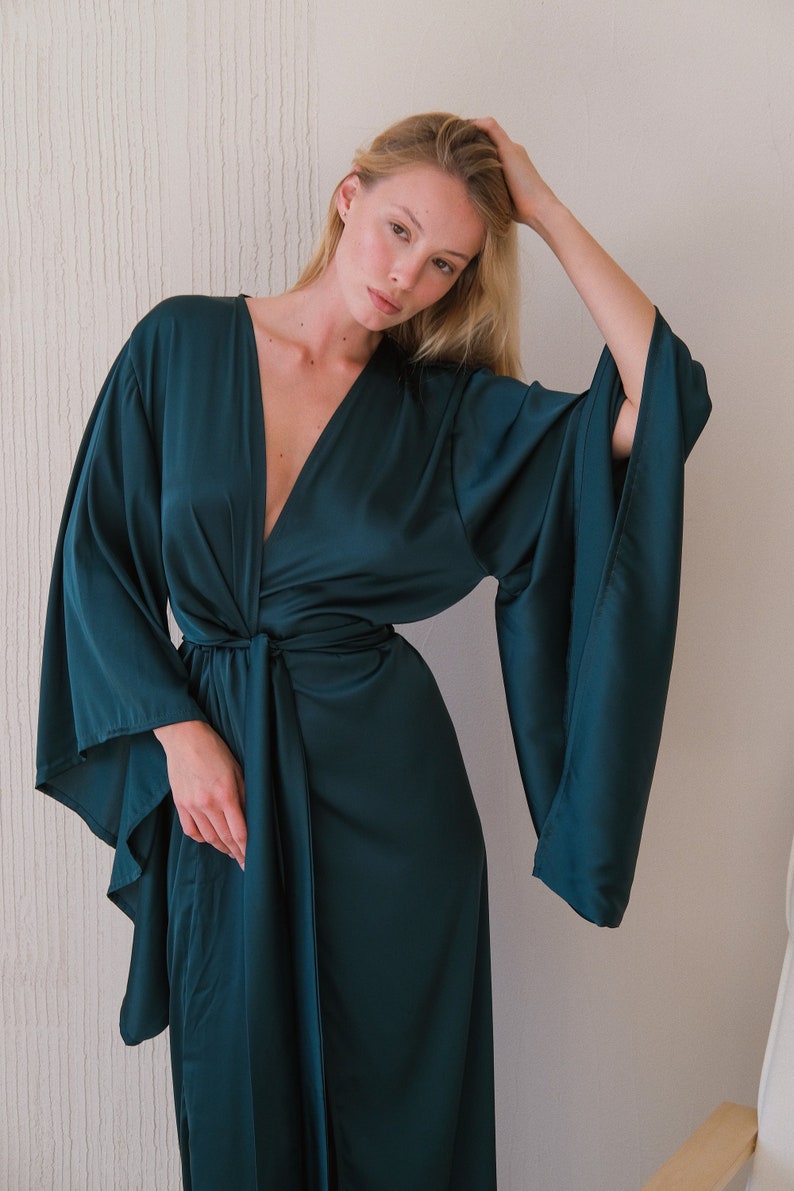 Kimono Sleeves Long Robe |women's Long Robe | Bridesmaid Robe | Kimono ...