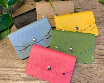Colorful Leather Coin Purse | Handmade Compact Wallet