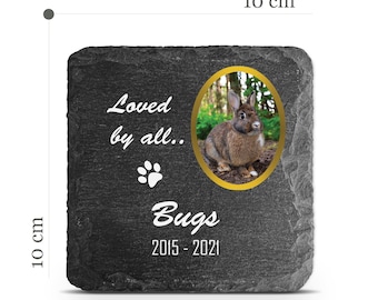 Customizable Pet Memorial Plate Plaque V18 For Cat Dog Bunny Tombstone Grave Marker Custom Printed Personalized Stone Name Photo Date Memory