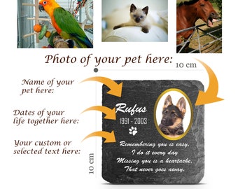 Customize ANY Pet Memorial Plate Plaque For Cat Dog Horse Tombstone Grave Marker Custom Printed Personalized Stone Name Photo Date Memory 2