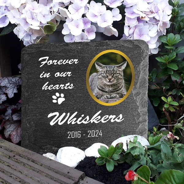Customised Pet Memorial Plate Plaque For Cat Dog Horse Tombstone Grave Marker Custom Printed Personalised Stone Name Photo Date Memory Stone