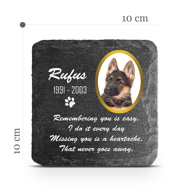 Customizable Pet Memorial Plate Plaque V1 For Cat Dog Horse Tombstone Grave Marker Custom Printed Personalized Stone Name Photo Date Memory