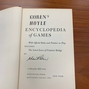 Buch GOREN Hoyle Enzyklopädie der Spiele 1961 OOP 656 Seiten