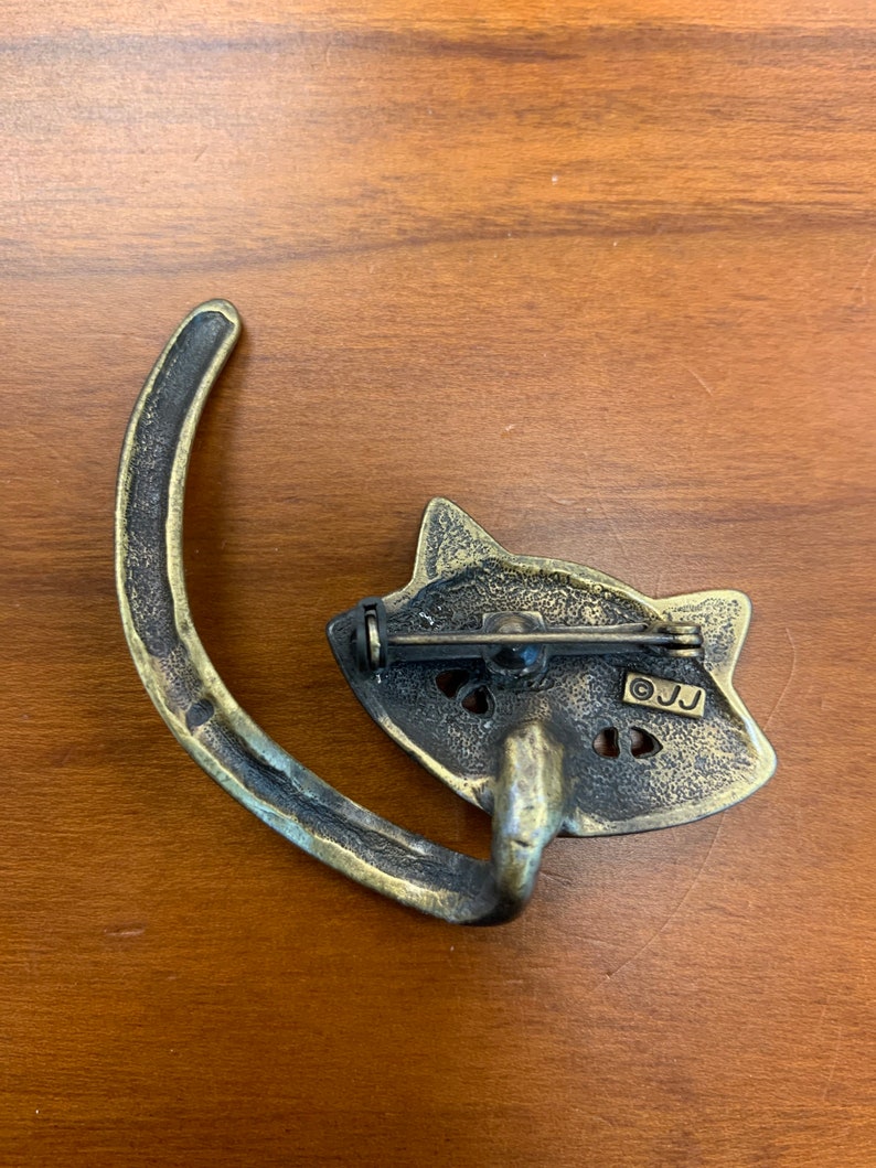 Cat Tail Brooch signed JJ 1980\u2019s Minimalist
