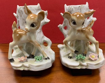 Para wazonów z pnia drzewa Bambi Japonia lata 50. XX wieku