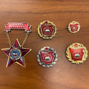 Socialist Badges 1950’s Hungarian Collection Estate including Excellent Worker