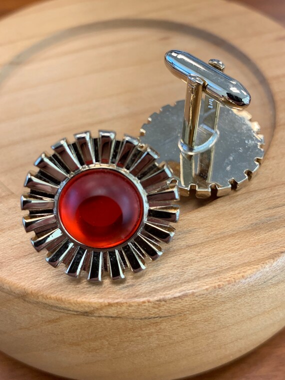 Hickok Cufflinks Red Sunburst 1960’s - image 2