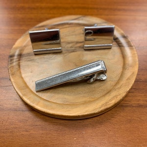 Cufflink Tie Clip Set SWANK 1960 1950 Steel Minimalist