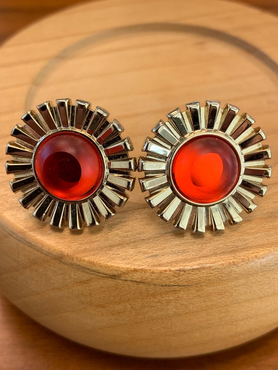 Hickok Cufflinks Red Sunburst 1960’s - image 1