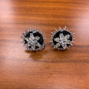 Snowflake Earrings Jet Black Screw back elegant