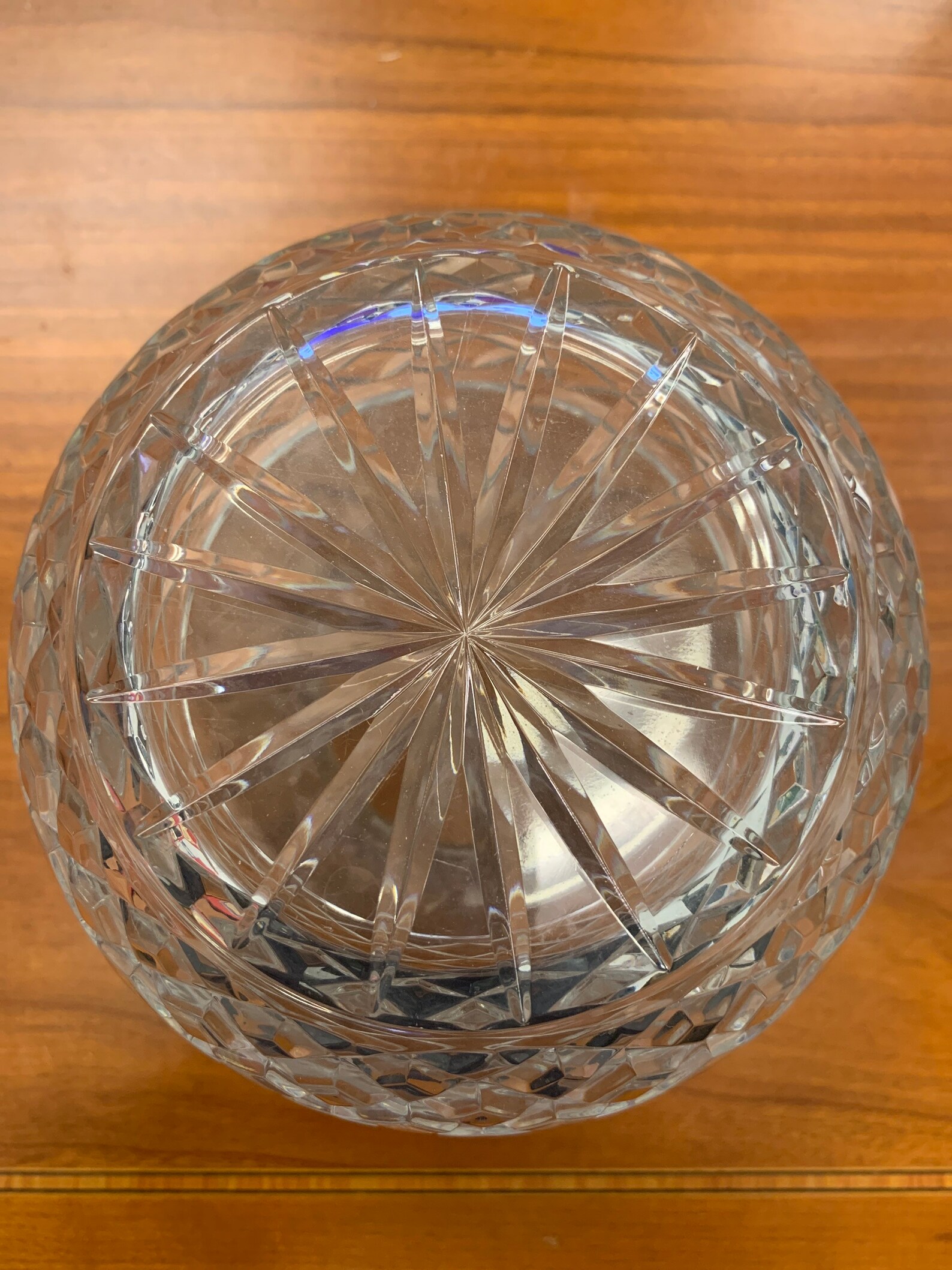 Crystal Globe Vase Sphere 1980s Cross Hatch 20 Olives 51/4 Diameter