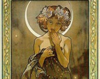 The Moon (from The Moon and the Stars) - Alphonse Mucha - PDF Cross Stitch DIGITAL Pattern