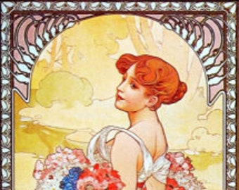 Summer (from The Four Seasons) - Alphonse Mucha - PDF Cross Stitch DIGITAL Pattern