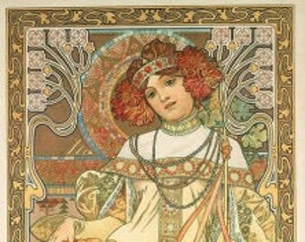 Autumn (from The Four Seasons) - Alphonse Mucha - PDF Cross Stitch Pattern