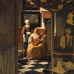A Carta de Amor (c.1669) - Johannes Vermeer - Padrão de ponto cruz digital em PDF