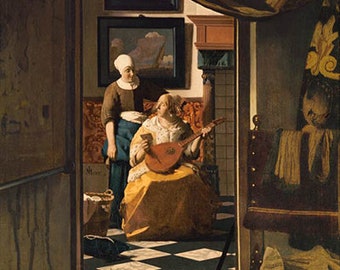 The Love Letter (c.1669) - Johannes Vermeer - PDF Cross Stitch DIGITAL Pattern