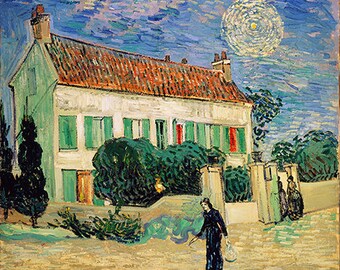 White House at Night (1890) - Vincent van Gogh - PDf Cross Stitch Pattern