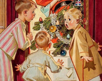 I saw mommy kissing Santa Claus - Frank Xavier Leyendecker - PDF Cross Stitch DIGITAL Pattern