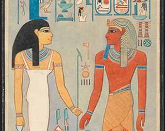 The King with Isis, Tomb of Harembad (c.1323 - 1295 b.C.) - PDF Cross Stitch Pattern