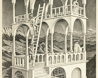 Belvedere (1958) - M.C. Escher - PDF Cross Stitch DIGITAL Pattern