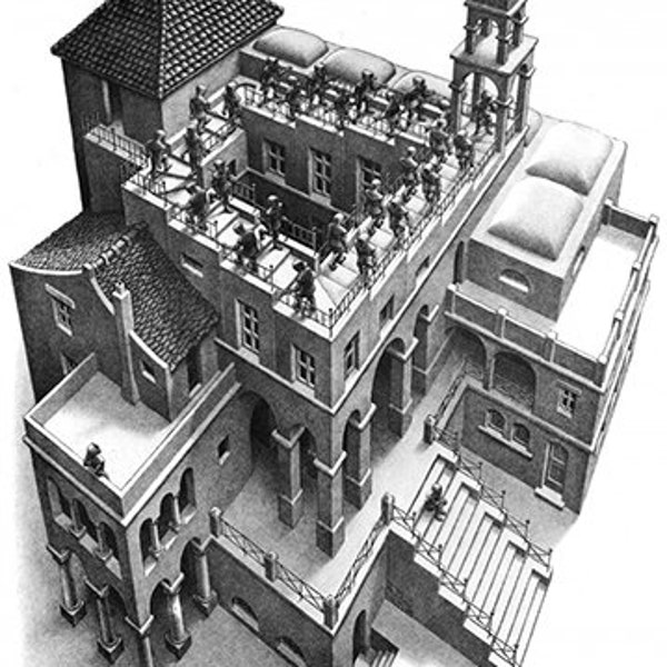 Ascending and Descending (1960) - M.C. Escher - PDF Cross Stitch Pattern