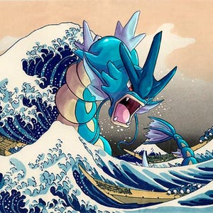 Die große Welle von Gyarados (AI Art) - PDF Kreuzstich DIGITALES Muster