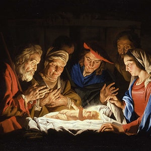 The Adoration of the Shepherds (c.1635-1640) - Matthias Stomer - PDF Cross Stitch DIGITAL Pattern