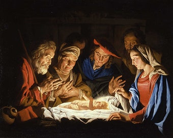 The Adoration of the Shepherds (c.1635-1640) - Matthias Stomer - PDF Cross Stitch DIGITAL Pattern