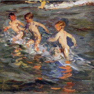 Children at the Beach I (1899) - Joaquín Sorolla - PDF Cross Stitch DIGITAL Pattern