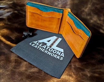Handmade Italian Pueblo Leather Bifold Wallet – Full Grain, Vegetable Tanned, Hand Stitched Slim Wallet