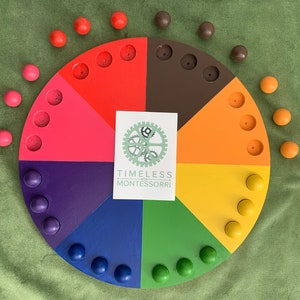 Montessori Rainbow Activity | Coloured Wheel | Montessori Educational Material | Matching | Early Years | Wooden Balls | Handmade