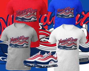 red white & blue nike shirt