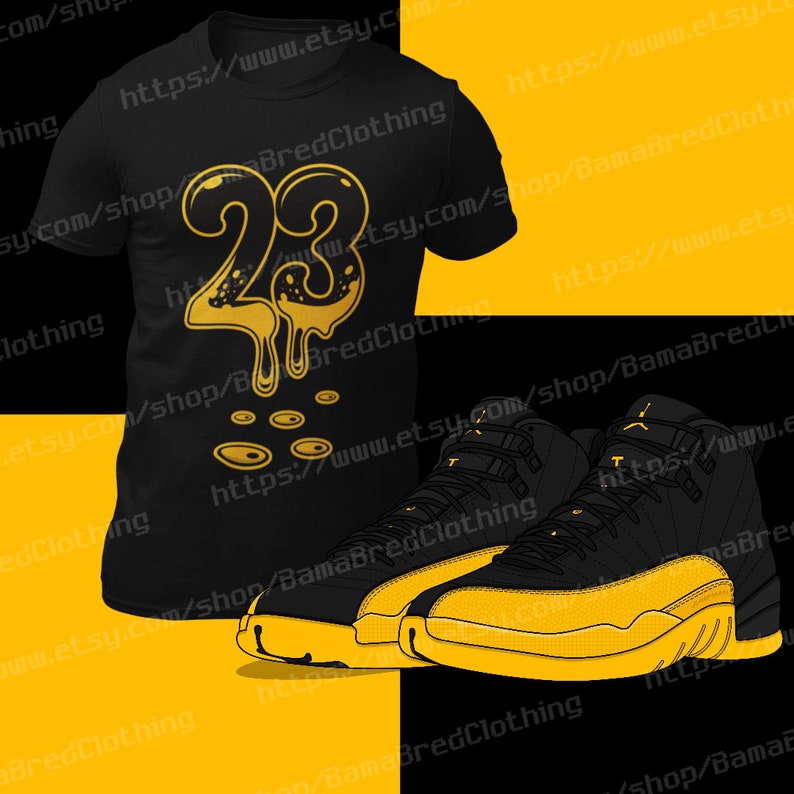 black and yellow 12s outfit