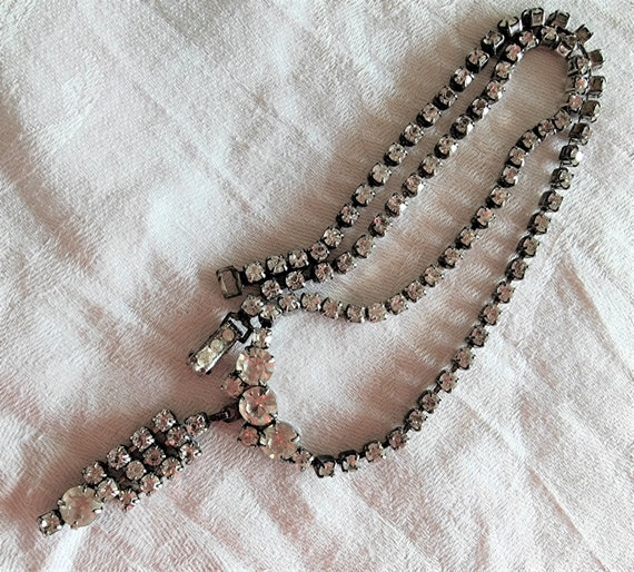 Art Deco necklace, rhinestone and silver, Spain, 3