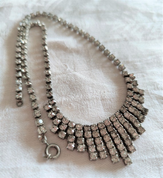 Art Deco necklace, rhinestone and silver, Spain, 3