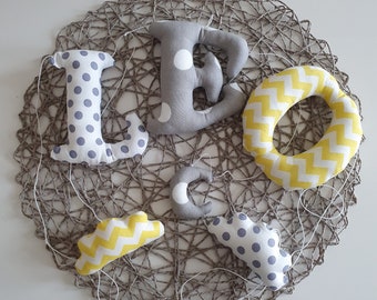 Fabric name garland "Leo" for the children's room, name decoration for baby, letter with the child's name