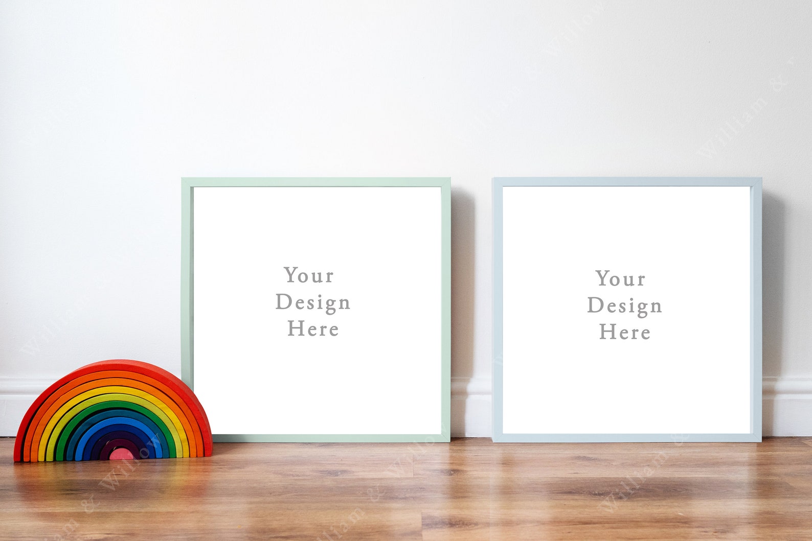 Download Two Square Rainbow Nursery Frame Mockup EDITABLE ...