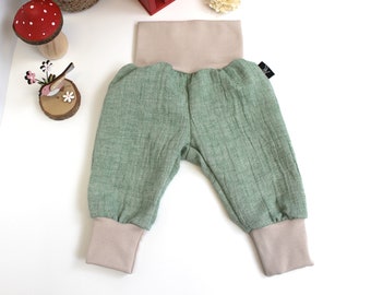 Pump pants for kids, Green cotton baby pants, Pumphose baumwolle baby, Newborn summer pants, Baby girl, boy harem pants 56 - 104