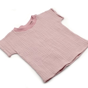 Anna Karinna Kids Pink color Muslin summer T shirt, Kinder blouse muslin, Muslin baby shirt, Cotton Gauze top, Toddler muslin top Girl/Boy