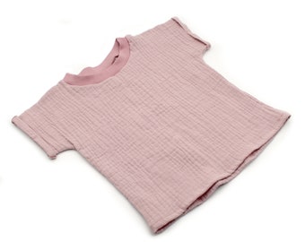 Pink Muslin T-shirt: Kids Cotton Summer Top baby and toddlers