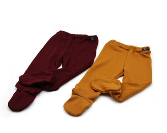 100% Merino Wool baby pants - Ocher color, Merino Baby footed leggings, Wolen baby pants, Merino wool baby pants, Newborn Merino Pants