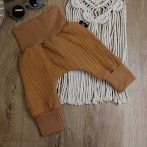 Musselin-Sommer-Pumphose aus Baumwolle, Pumphose für Neugeborene, Kleinkind-Pumphose Musselin, Kinder-Baggy-Hose, Baby-Bio-Kinderhose Junge und Mädchen Camel