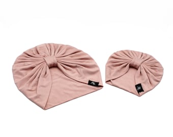 Turban maman et moi, Turban rose clair en bambou, Turban mutze pour bébé, Turban bébé double épaisseur, Vous choisissez la couleur de votre turban