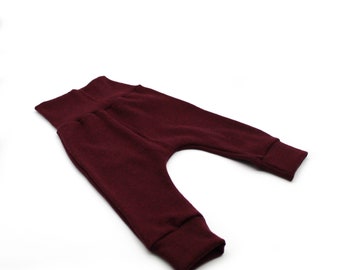 Pantalon bébé en laine mérinos, pantalon baggy en laine Bordeaux, pantalon pour enfants bio Laine mérinos, pantalon d'hiver bébé Baggy, pantalon enfant naturel