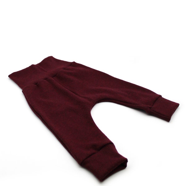 Merino wool baby pants, Bordeaux Wool baggy pants, Organic children's pants Merino wool, Baggy baby winter pants, Natural  kids trousers