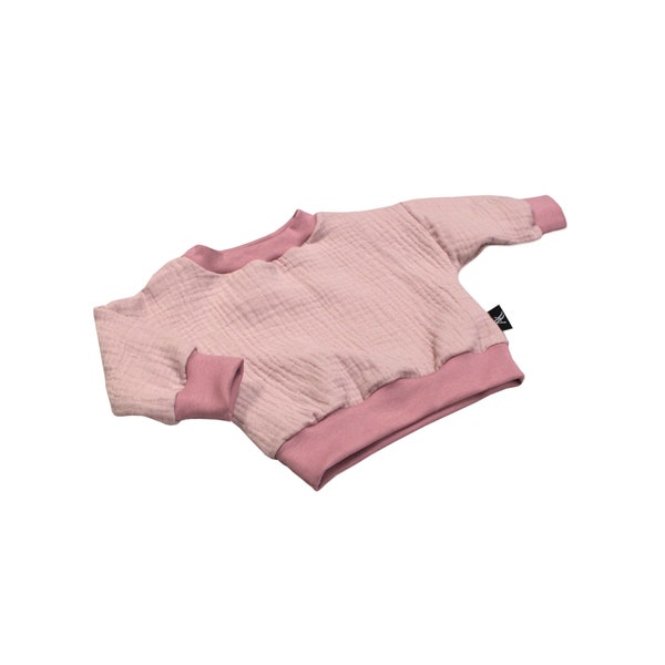 Anna Karinna Kinder Musselin Pullover, Rosa Bio Kinder Sommer Pullover, Musselin Shirt Baby, Kinder Sommer Oberteile, Baby Sommer Pullover