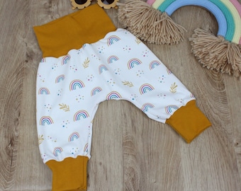 Pumphose bébé fille arc-en-ciel, pantalon ample pour tout-petit, bloomer nouveau-né, pantalon bébé, Hose Baumwolle Jersey Mädchen Hose Gris 56 - 98